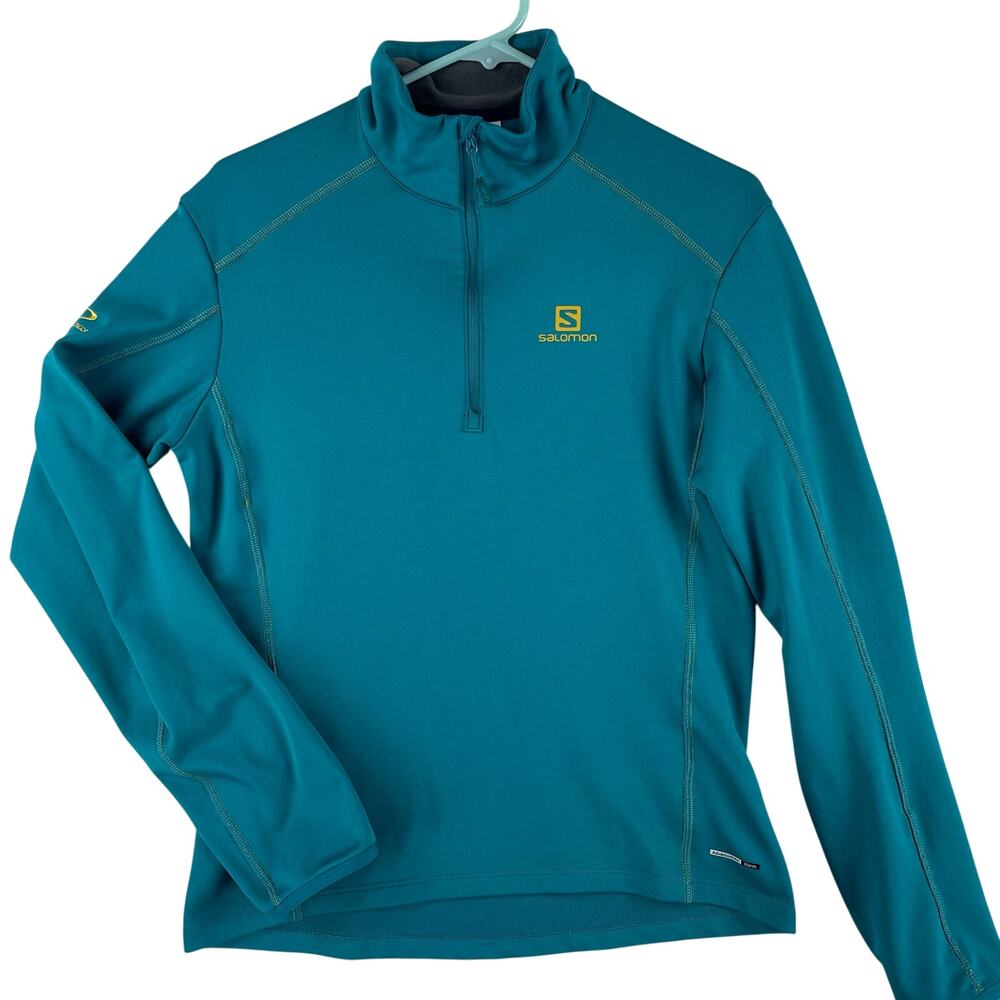 Salomon Mens AdvancedSkin Warm Half Zip Pullover SZ S Teal Whistler Blackcomb